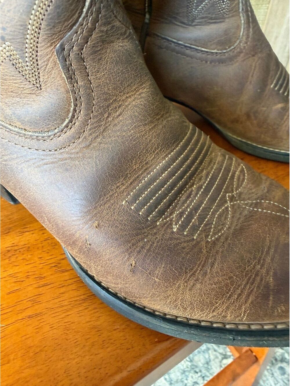 Ariat Heritage R Toe Brown Leather Western Cowgirl Boots 7B 10001021 - Picture 7 of 9